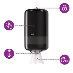 Tork Tork Mini Innenabrollungsspender M1, Robustes Design, Elevation Linie Schwarz | Buy Online | Tork | Fisher Scientific
