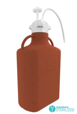 Foxx Life Sciences EZBio Single Use Carboy (Bottle) Assembly, 10L (2.5GAL) Gamma Sterilized Light Blocking Amber HDPE Carboy for Aseptic Transfer and Sterile Storage with VersaCap 83B (83mm), Vent and Dip Tube, 1/EA