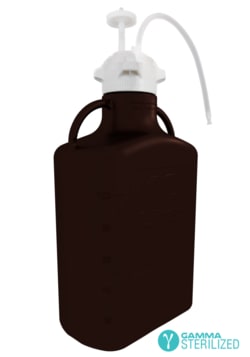 Foxx Life Sciences EZBio Single Use Carboy Assembly, 10L(2.5GAL) Gamma Sterilized Light Blocking Dark Amber Polypropylene(PP) Carboy for Aseptic Transfer and Sterile Storage with VersaCap 83B Vent and Dip Tube, 1/EA