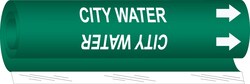 Brady&trade;&nbsp;City Water High Performance Pipe Marker, 0.375 to 0.5 in., White on Green