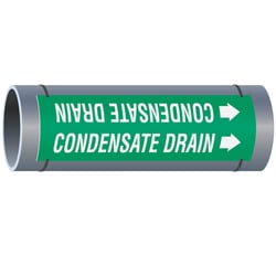 Brady&trade;&nbsp;Condensate Drain High Performance Pipe Marker, White on Green