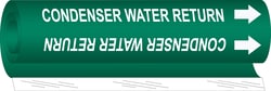 Brady&trade;&nbsp;Condenser Water Return High Performance Pipe Marker, 0.375 to 0.5 in., White on Green