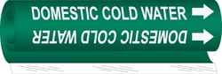 Brady&trade;&nbsp;Domestic Cold Water High Performance Pipe Markers, 0.375 to 0.5 in., White on Green
