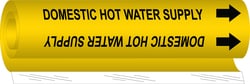 Brady&trade;&nbsp;Domestic Hot Water Supply Pipe Marker, 0.375 to 0.5 in., Black on Yellow