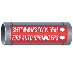 Brady&trade;&nbsp;Fire Auto Sprinklers High Performance Pipe Marker, White on Red