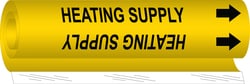 Brady&trade;&nbsp;Heating Supply High Performance Pipe Marker, 0.375 to 0.5 in., Black on Yellow