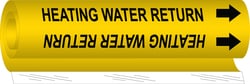 Brady&trade;&nbsp;Heating Water Return High Performance Pipe Marker, 0.375 to 0.5 in., Black on Yellow