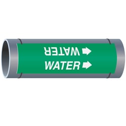 Brady&trade;&nbsp;Water High Performance Pipe Marker, 10 in. or larger, White on Green