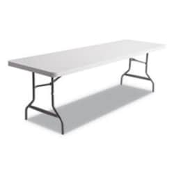 Enterprise Technology Solutions&nbsp;Resin Rectangular Folding Table, Square Edge, 96w X 30d X 29h, Platinum