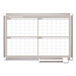 Enterprise Technology Solutions&nbsp;magnetic dry erase calendar board, four month, 36 x 24, white surface, silver aluminum frame