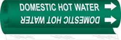 Brady&trade;&nbsp;Domestic Hot Water High Performance Pipe Marker, 0.375 to 0.5 in., White on Green