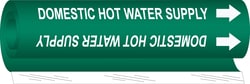 Brady&trade;&nbsp;Domestic Hot Water Supply High Performance Pipe Marker, 0.375 to 0.5 in., White on Green