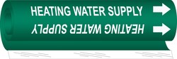 Brady&trade;&nbsp;Heating Water Supply High Performance Pipe Marker, 0.375 to 0.5 in., White on Green