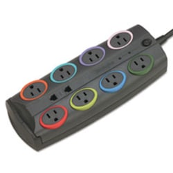 Enterprise Technology Solutions&nbsp;smartsockets surge protector, 8 ac outlets, 8 ft cord, 3,090 j, dark gray