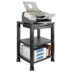 Enterprise Technology Solutions&nbsp;KANTEK Height-Adjustable Deskside Printer Cart, Plastic, 3 Shelves, 1 Drawer, 75 lb Capacity, 17
