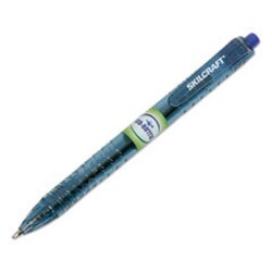 Enterprise Technology Solutions&nbsp;7520016827164 Skilcraft Recycled Water Bottle Ballpoint Pen, Retractable, Medium 0.7 Mm, Blue Ink, Clear Barrel, Dozen