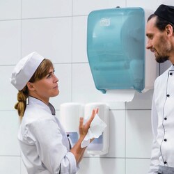 Tork Wall-Mounted Wiping Paper Dispenser Washstation W6 Translucent Blue | Buy Online | Tork | Fisher Scientific