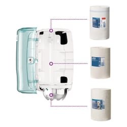Tork Tork Mini Centrefeed Dispenser White and Turquoise M1 Wipes | Buy Online | Tork | Fisher Scientific