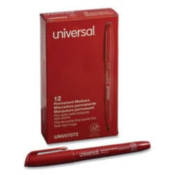 Enterprise Technology Solutions&nbsp;Pen-Style Permanent Marker, Fine Bullet Tip, Red, Dozen