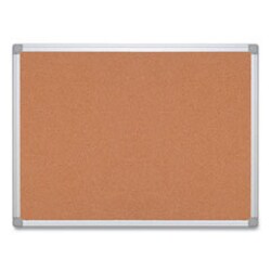 Enterprise Technology Solutions&nbsp;Earth Cork Board, 36 x 24, Tan Surface, Silver Aluminum Frame