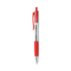 Enterprise Technology Solutions&nbsp;Comfort Grip Ballpoint Pen, Retractable, Medium 1 mm, Red Ink, Clear/Red Barrel, Dozen