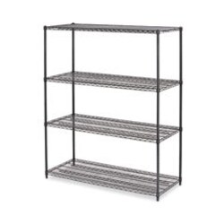 Enterprise Technology Solutions&nbsp;All-Purpose Wire Shelving Starter Kit, Four-Shelf, 60w x 24d x 72h, Black Anthracite Plus