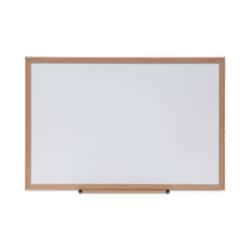 Enterprise Technology Solutions&nbsp;Deluxe Melamine Dry Erase Board, 36 x 24, Melamine White Surface, Oak Fiberboard Frame
