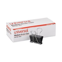 Enterprise Technology Solutions Binder Clips, Medium, Black/Silver, 12/Box,