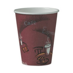 Enterprise Technology Solutions&nbsp;paper hot drink cups in bistro design, 8 oz, maroon, 50/pack
