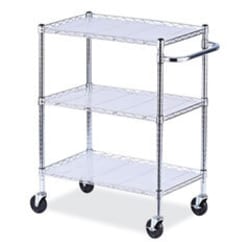Enterprise Technology Solutions Three-Shelf Wire Cart with Liners, Metal,