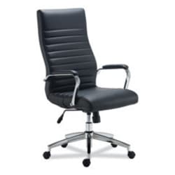 Enterprise Technology Solutions ALERA EDDLESTON LEATHER MANAGER CHAIR, SUPPORTS UP TO 275 LB, BLACK SEAT/BACK, CHROME BASE