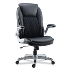 Enterprise Technology Solutions&nbsp;ALERA LEITHEN BONDED LEATHER MIDBACK CHAIR, SUPPORTS UP TO 275 LB, BLACK SEAT/BACK, SILVER BASE