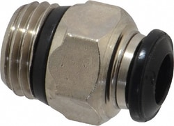 MSC&nbsp;Alpha Technologies 50000N-6-1/4 6mm Outside Diam, 1/4 Universal, Nickel Plated Brass Push-to-Connect Tube Male Connector 250 Max psi, Tube to Universal Thread Connection, Buna O-Ring