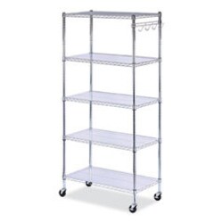 Enterprise Technology Solutions&nbsp;5-Shelf Wire Shelving Kit With Casters And Shelf Liners, 36w X 18d X 72h, Silver