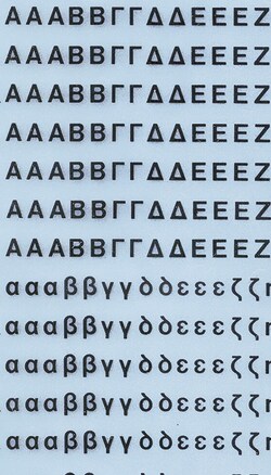Electron Microscopy Sciences Dry Transfer Sheet Greek Alphabet, 12pt, Black,