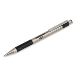 Enterprise Technology Solutions&nbsp;7520017024609 SKILCRAFT Zebra Stainless-Steel Gel Pen, Retractable, Medium 0.7 mm, Black Ink, Silver/Black Barrel, 2/Pack
