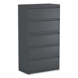 Enterprise Technology Solutions&nbsp;Lateral File, 5 Legal/Letter/A4/A5-Size File Drawers, Charcoal, 36
