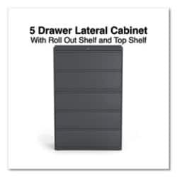 Enterprise Technology Solutions&nbsp;Lateral File, 5 Legal/Letter/A4/A5-Size File Drawers, Charcoal, 42