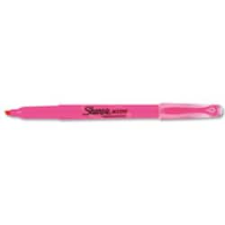 Enterprise Technology Solutions&nbsp;Pocket Style Highlighters, Fluorescent Pink Ink, Chisel Tip, Pink Barrel, Dozen