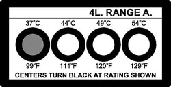 Cole-Parmer Irreversible 4-Point Horizontal Temperature Label, 180-210F/82-99C; 10/Pk