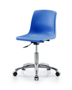Fisherbrand Chrome Desk Height Polypropylene Shell Chair with Casters Blue | Buy Online | Fisher Scientific