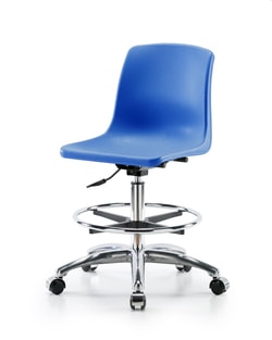 Fisherbrand&trade;&nbsp;Chrome Medium Bench Height Polypropylene Shell Chair with Chrome Foot Ring and Casters