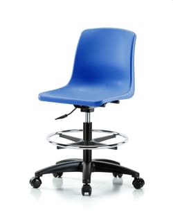 Fisherbrand Medium Bench Height Polypropylene Shell Chair with Chrome Foot Ring and Casters Blue | Buy Online | Fisherbrand&trade; | Fisher Scientific