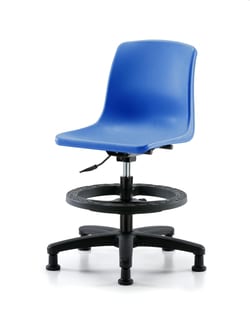 Fisherbrand Medium Bench Height Polypropylene Shell Chair with Black Foot Ring and Casters Blue | Buy Online | Fisher Scientific