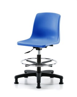 Fisherbrand Medium Bench Height Polypropylene Shell Chair with Chrome Foot Ring and Casters Blue | Buy Online | Fisher Scientific