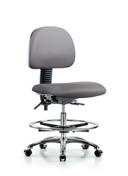 Fisherbrand Vinyl Chair Chrome - Medium Bench Height with Chrome Foot Ring and Casters in Grade A Vinyl Sterling | Buy Online | Fisher Scientific