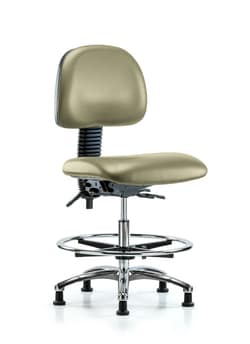 Fisherbrand&trade;&nbsp;Vinyl Chair Chrome - Medium Bench Height with Chrome Foot Ring and Stationary Glides in Grade B Vinyl