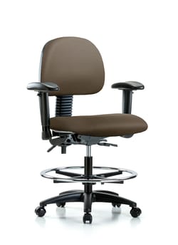 Fisherbrand&trade;&nbsp;Vinyl Chair - Medium Bench Height with Adjustable Arms, Chrome Foot Ring, and Casters in Grade A Vinyl