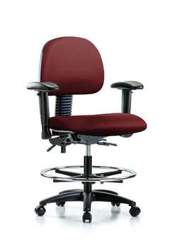 Fisherbrand&trade;&nbsp;Vinyl Chair - Medium Bench Height with Adjustable Arms, Chrome Foot Ring, and Casters in Grade A Vinyl