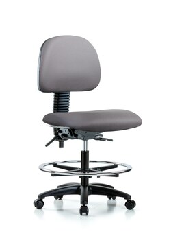 Fisherbrand Vinyl Chair - Medium Bench Height with Seat Tilt, Chrome Foot Ring, and Casters in Grade A Vinyl Sterling | Buy Online | Fisher Scientific